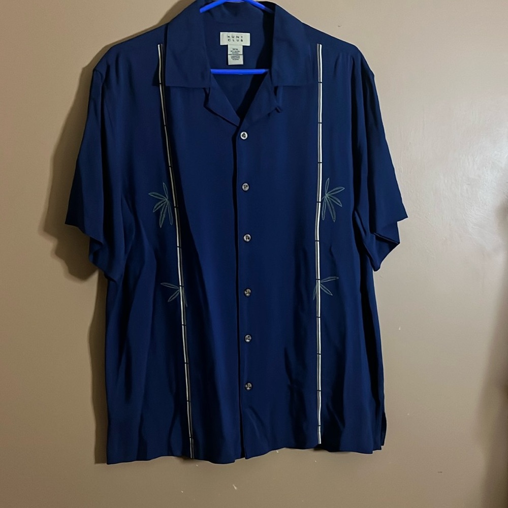 😄Y2K rayon bowling shirt dress shirt buttons. B6